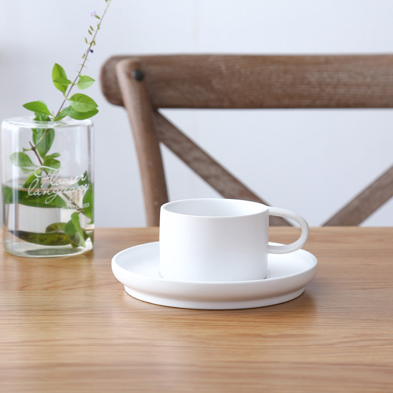Matte Ceramic Coffee Cup and Saucer