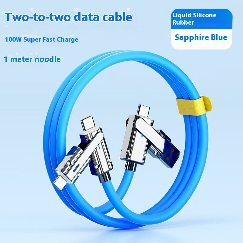 Fast Charging Data Cable, Four-in-One, 120W Zinc Alloy