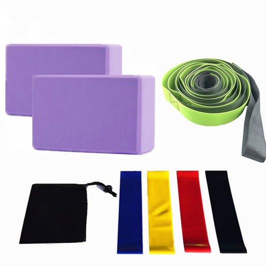 Yoga Block Eight-piece Set with Stretch Belts and Bag