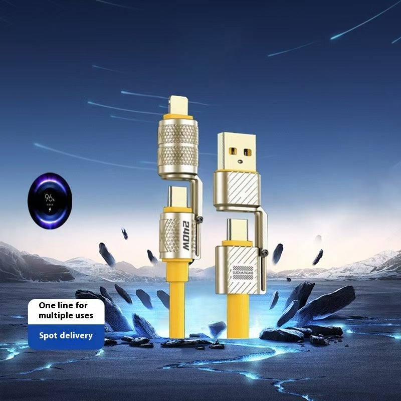 Fast Charging Data Cable, Four-in-One, 120W Zinc Alloy