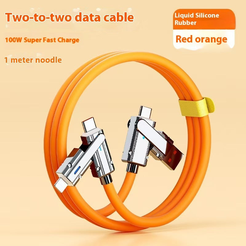 Fast Charging Data Cable, Four-in-One, 120W Zinc Alloy